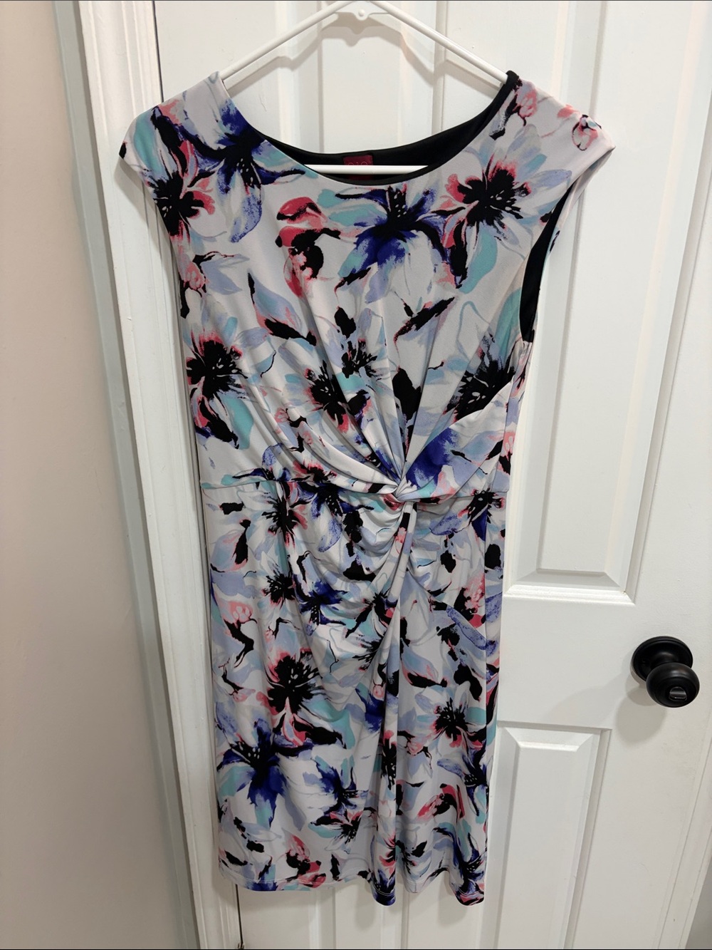212 Collection Black Sheath with Blue & Pink Floral Accents